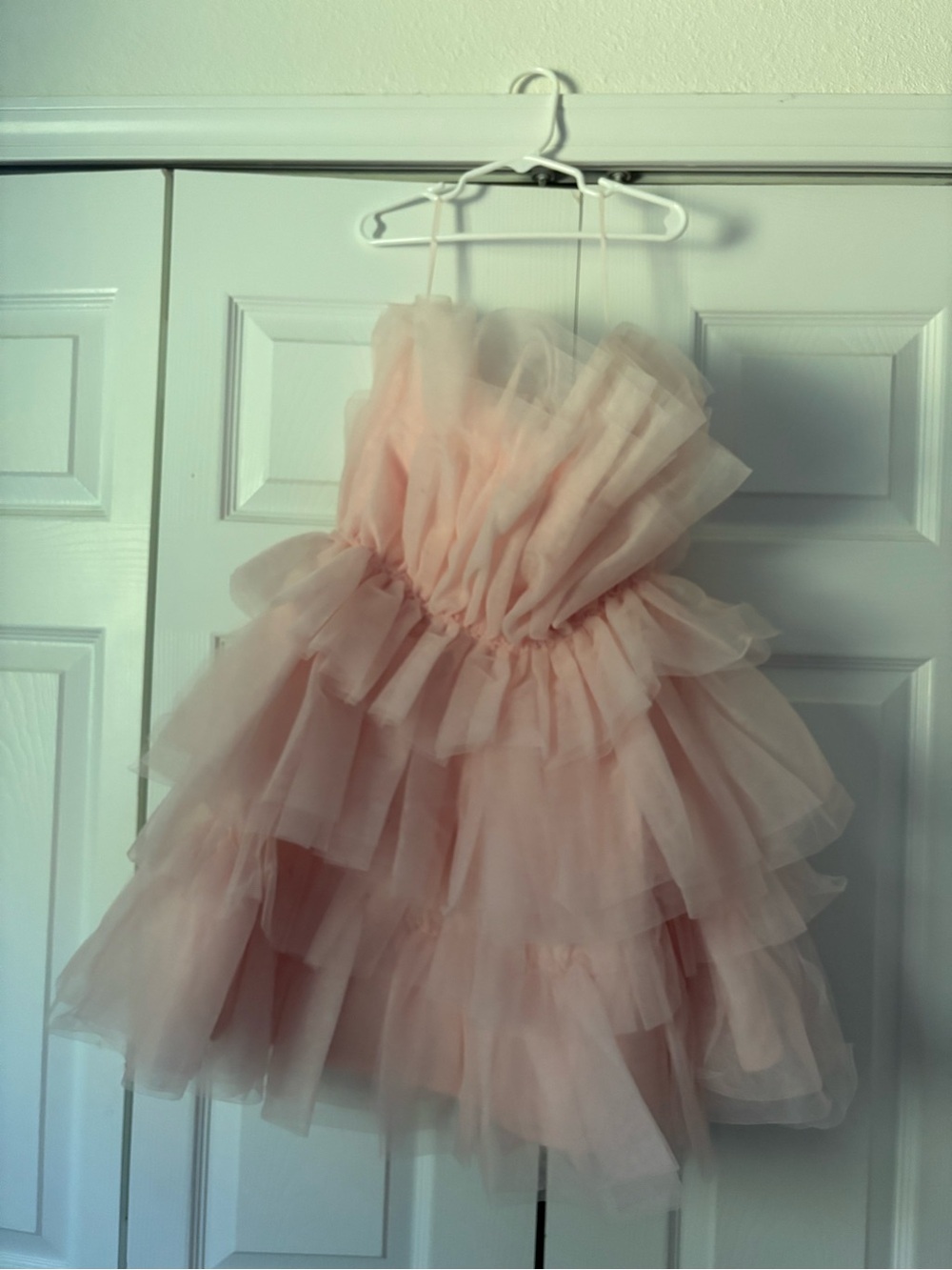 Audrey Parks x Francesca’s Strapless Blush Tulle Tiered Mini Dress - Picture 3 of 10